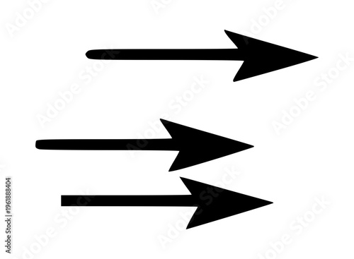 Three arrows pointing right, indicating direction and movement, a graphic representation