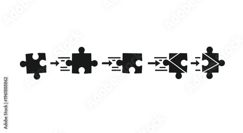 Abstract puzzle pieces connect to form a new shape, symbolizing problem-solving and innovation.