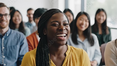 Diverse Group of People Laughing Together in a Conference Room