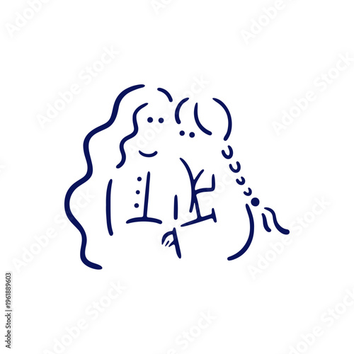 仲良し二組の女の子のイラスト素材