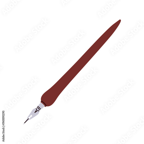 Dip pen with metal nib, thin tip for ink writing, lettering. Tool for calligr...