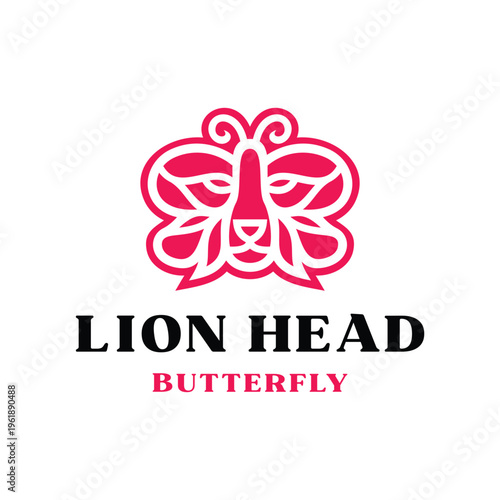 Butterfly Tiger Head Logo Design symbol Graphic Vector