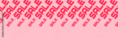 Special offer icons isolated on pink background. Promo banner with text on retro style. Vector seamless sale discount border for promotion, best price or Black Friday design.