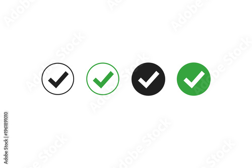 Modern checkmark icons for UI/UX design, visually indicating success, approval, validation, and task completion across various digital platforms