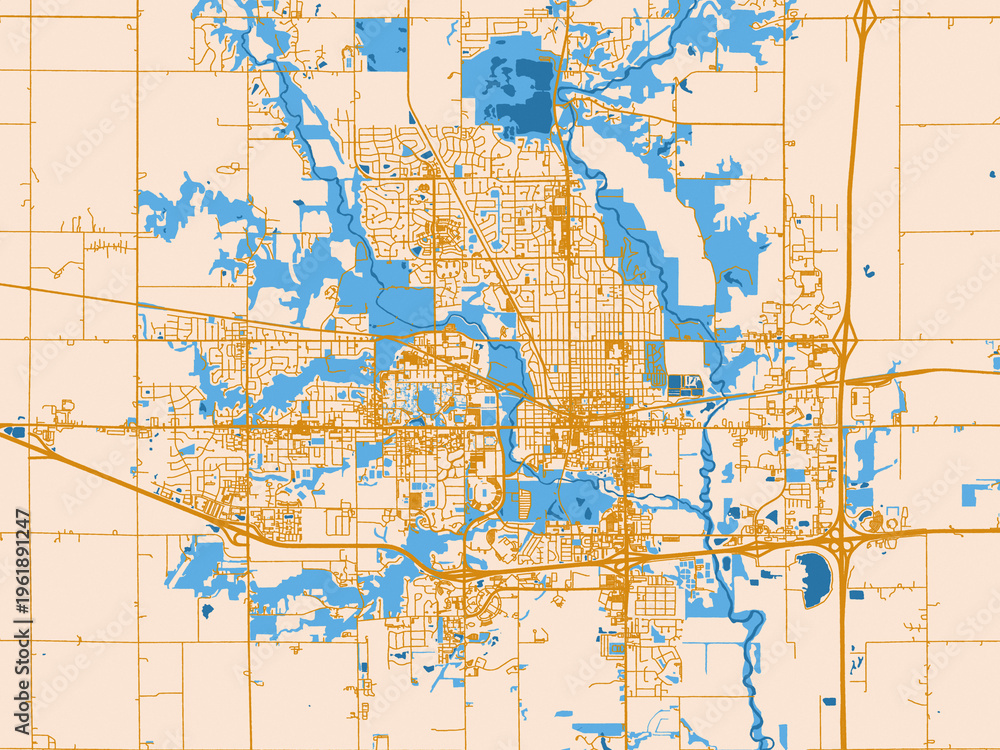 Fototapeta premium Graphic city map artwork of Ames, Iowa
