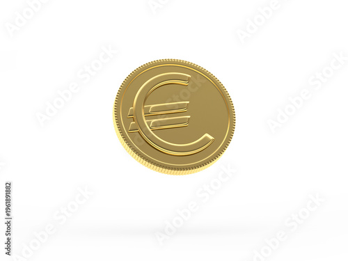 Gold coin with the Euro sign isolated on white. 3D illustration.