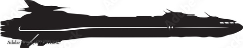 Sleek futuristic spaceship silhouette vector illustration long profile view space vessel