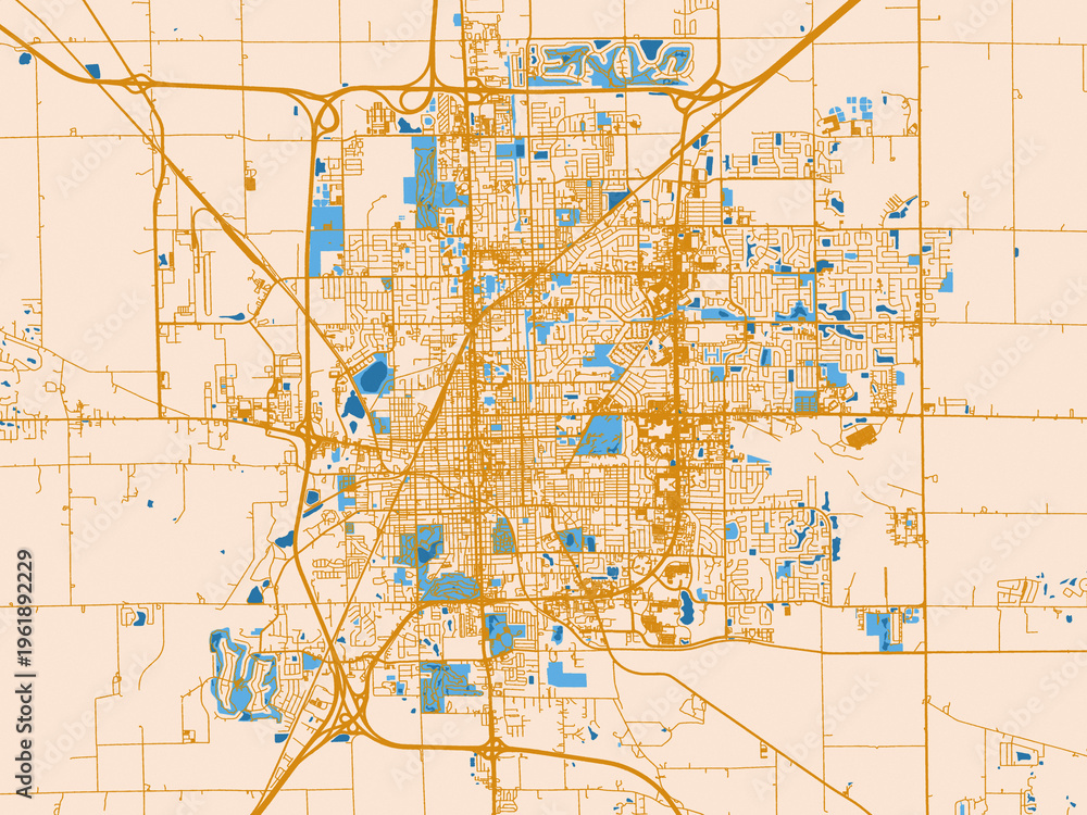 Fototapeta premium Street network map — Bloomington, Illinois