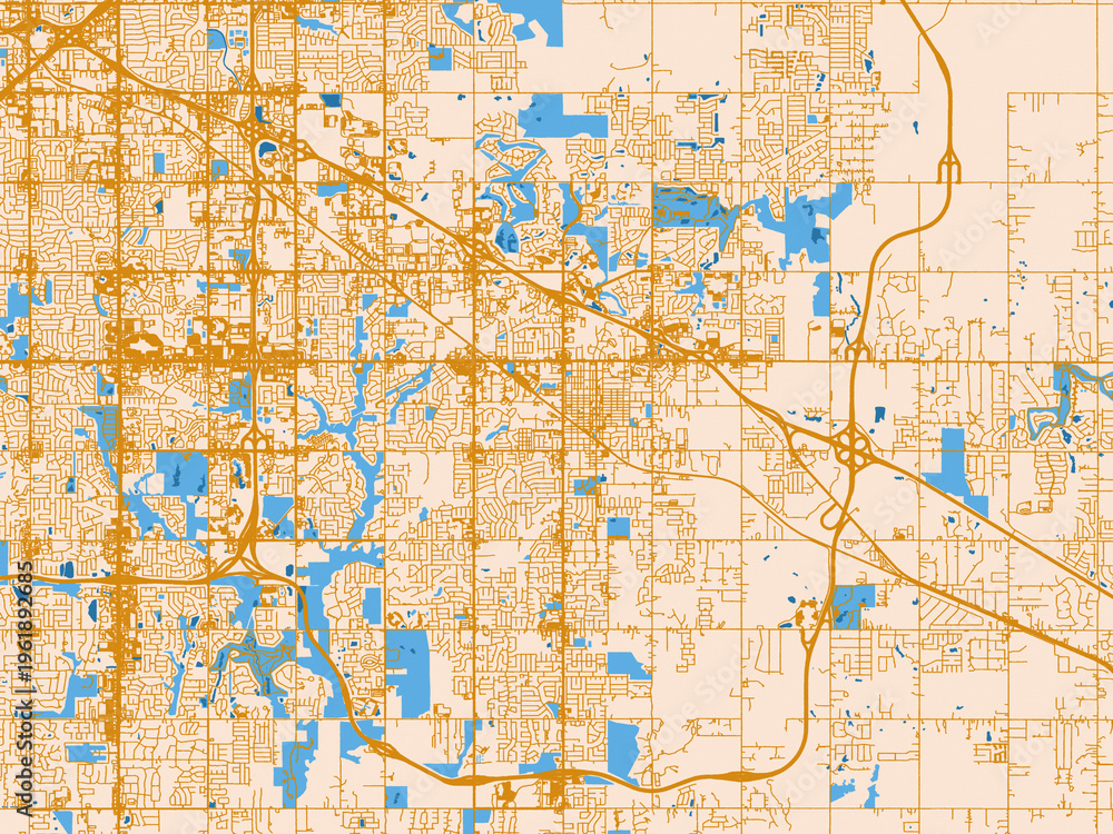 Fototapeta premium Infographic city map of Broken Arrow, Oklahoma