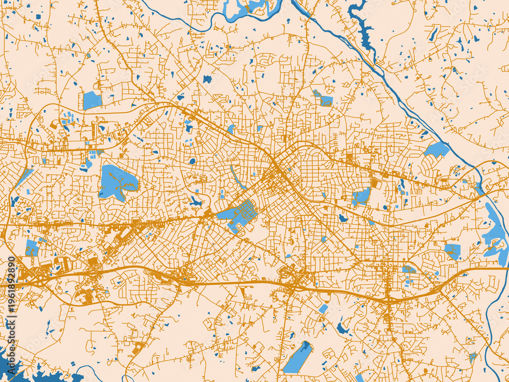 Fototapeta premium Decorative city map of Burlington, North Carolina