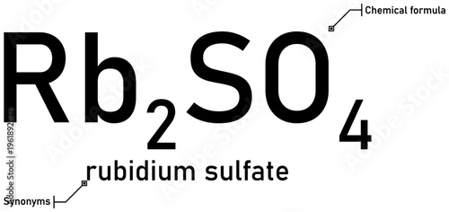 Rubidium sulfate chemical formula with callout titles