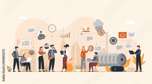 A serene and modern illustration of a potted plant with a person's leg in the background, evoking a sense of calmness and simplicity.