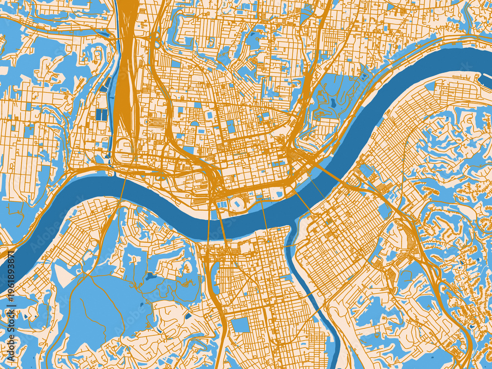Obraz premium Urban grid map of Cincinnati, Ohio