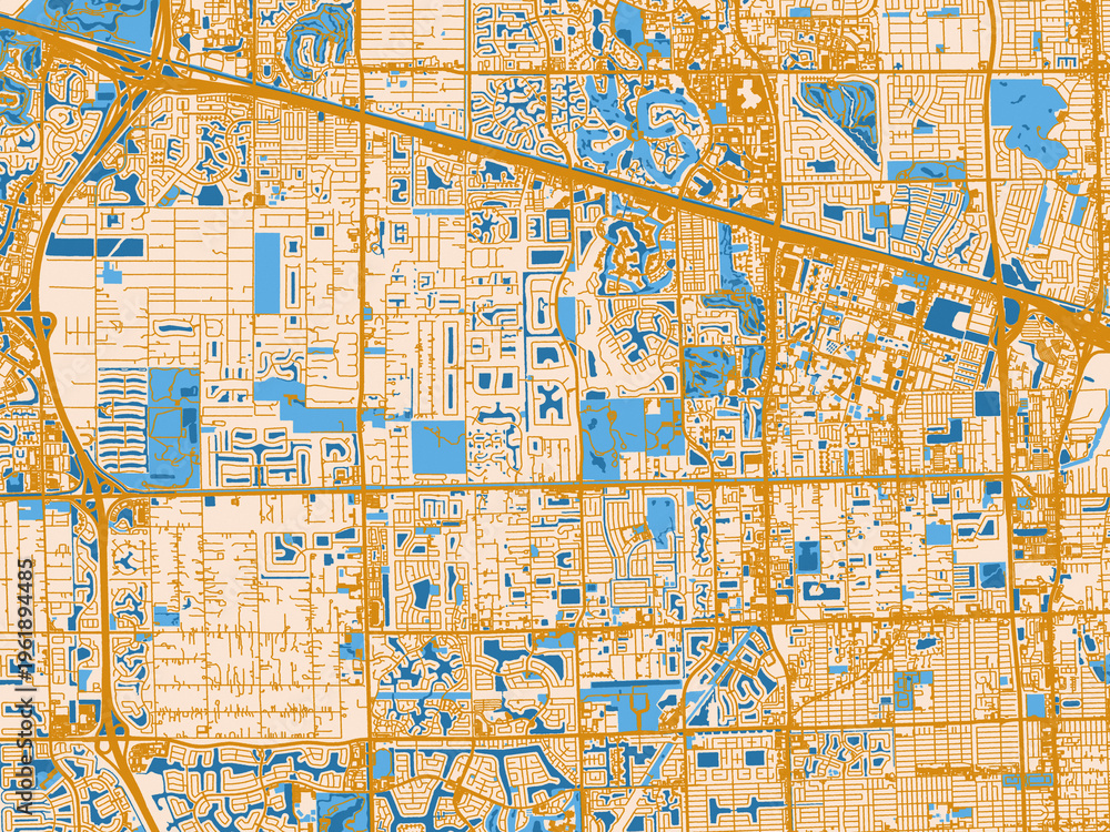 Fototapeta premium Street map of Davie, Florida