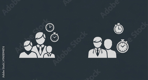 Teamwork and Time Management - Icons Representing Collaboration and Efficiency.