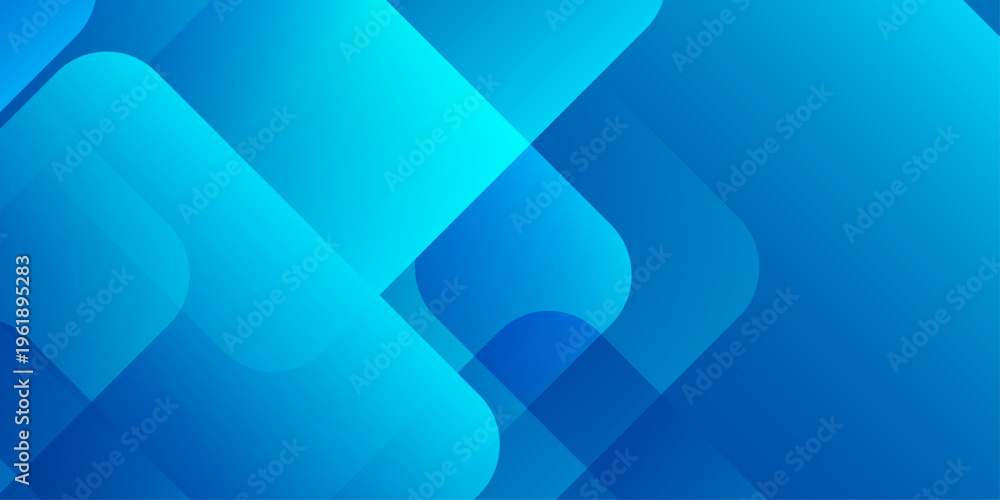 Obraz premium Abstract blue geometric background with overlapping transparent rounded squares and subtle gradients for tech designs