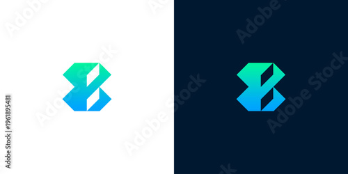 Abstract geometric logo design featuring a vibrant blue and green gradient, ideal for technology, business, or creative branding, symbolizing innovation, connection, and progress
