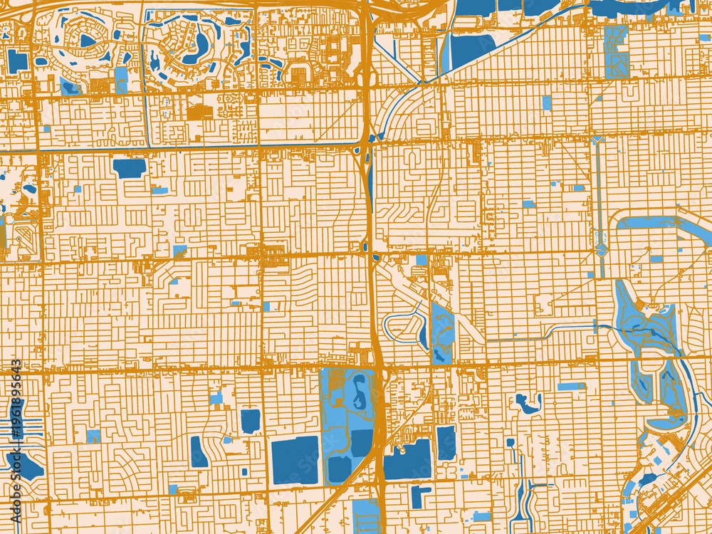 Fototapeta premium Street network map of Flagami, Florida