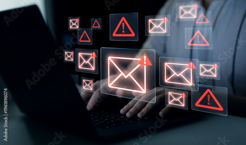Εκτύπωση καμβά Email security alert detecting and preventing email attacks, scams and phishing