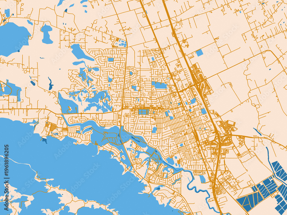 Fototapeta premium Road network map of Gilroy, California