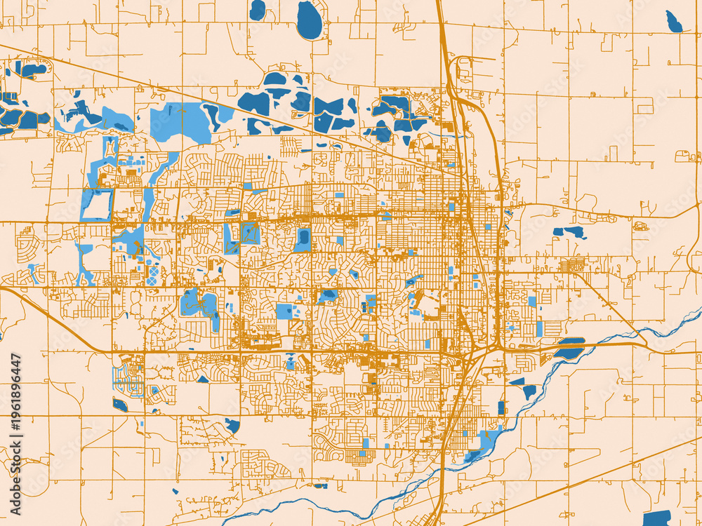 Fototapeta premium Urban street grid of Greeley, Colorado