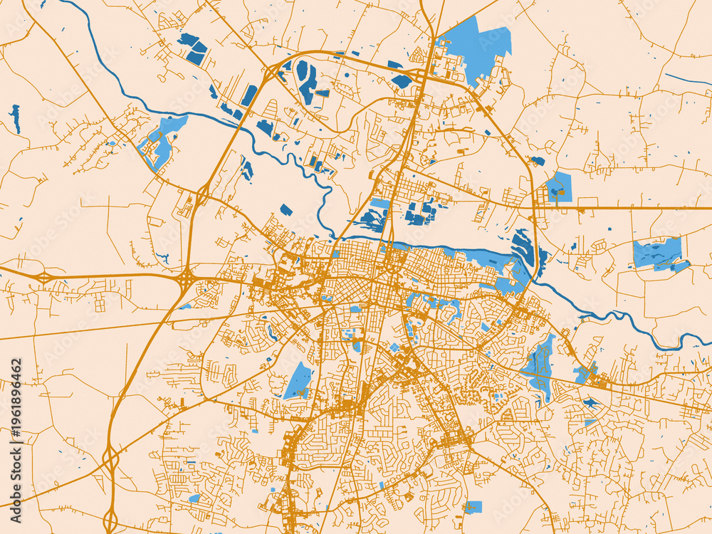 Fototapeta premium Geographic city layout of Greenville, North Carolina