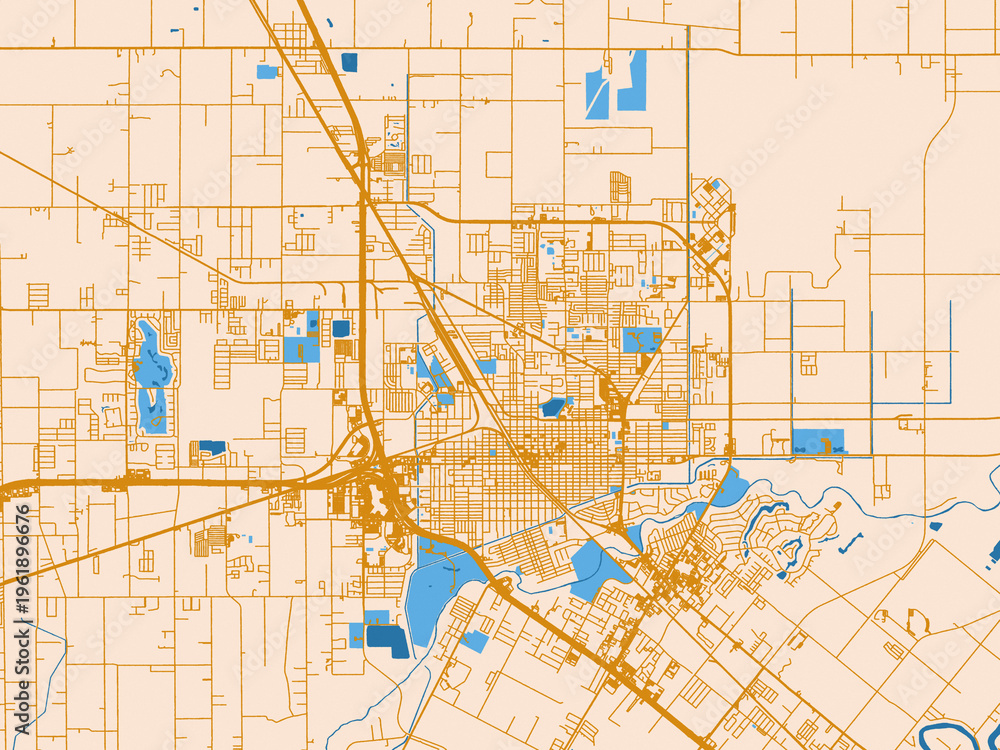 Fototapeta premium Graphic city map artwork of Harlingen, Texas
