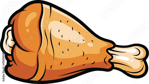 Golden brown roasted chicken drumstick isolated on a plain background.