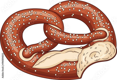 Traditional German pretzel sprinkled generously with coarse white salt.