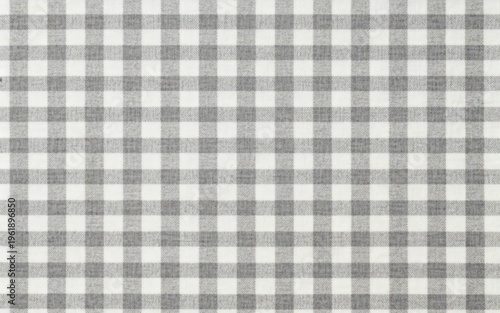 Gray gingham fabric textured background with classic checkered seamless pattern, noisy texture, banner, backdrop design