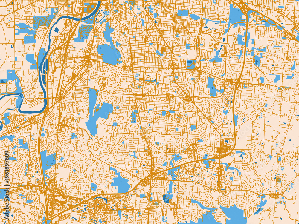 Fototapeta premium Infographic city map of Kettering, Ohio