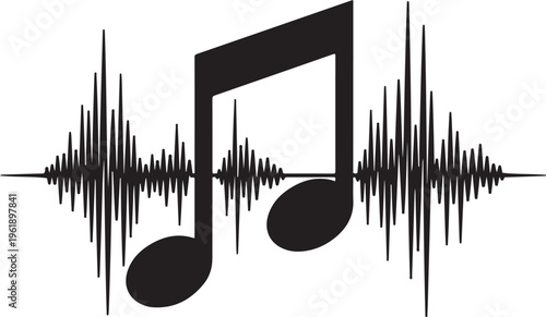 Music Note with Sound Wave Graphic Illustration
