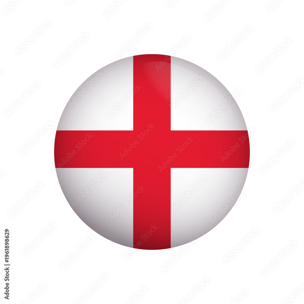 Obraz premium Vector England Flag Glossy Button Round English National Symbol Icon