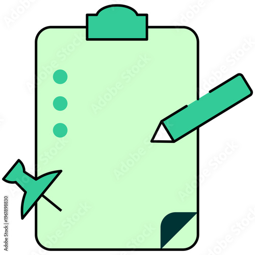 Clipboard Task Edit Pencil Icon Illustration Editable Color Vector