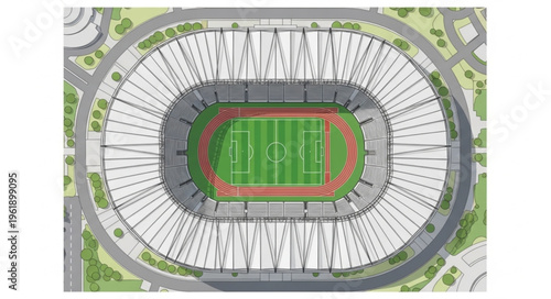 Aerial View of a Large Outdoor Sports Stadium.