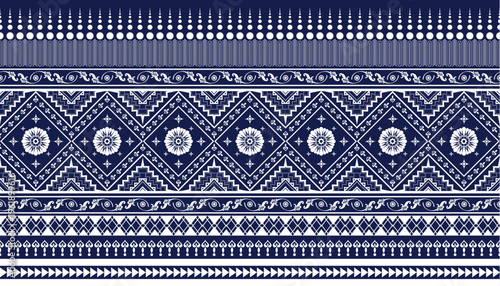 Embroidery ethnic pattern, Vector Geometric abstract background, Cross stitch classic aztec style,