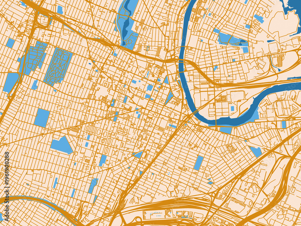 Fototapeta premium City map of Newark, New Jersey – light cream and blue contrast
