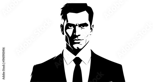 Sharp Dressed Businessman Portrait Flat Design Face and Upper Body Vector Illustration

