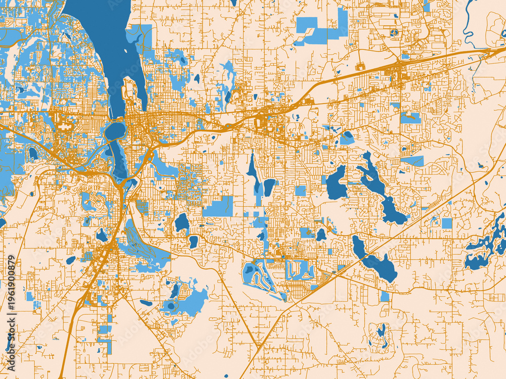 Fototapeta premium Urban cartographic illustration — Olympia, Washington