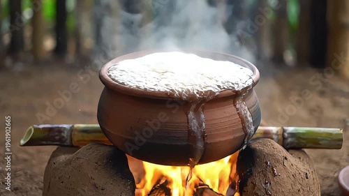 Wallpaper Mural Traditional Pongal Pot Cooking Over Gentle Fire Scene Torontodigital.ca