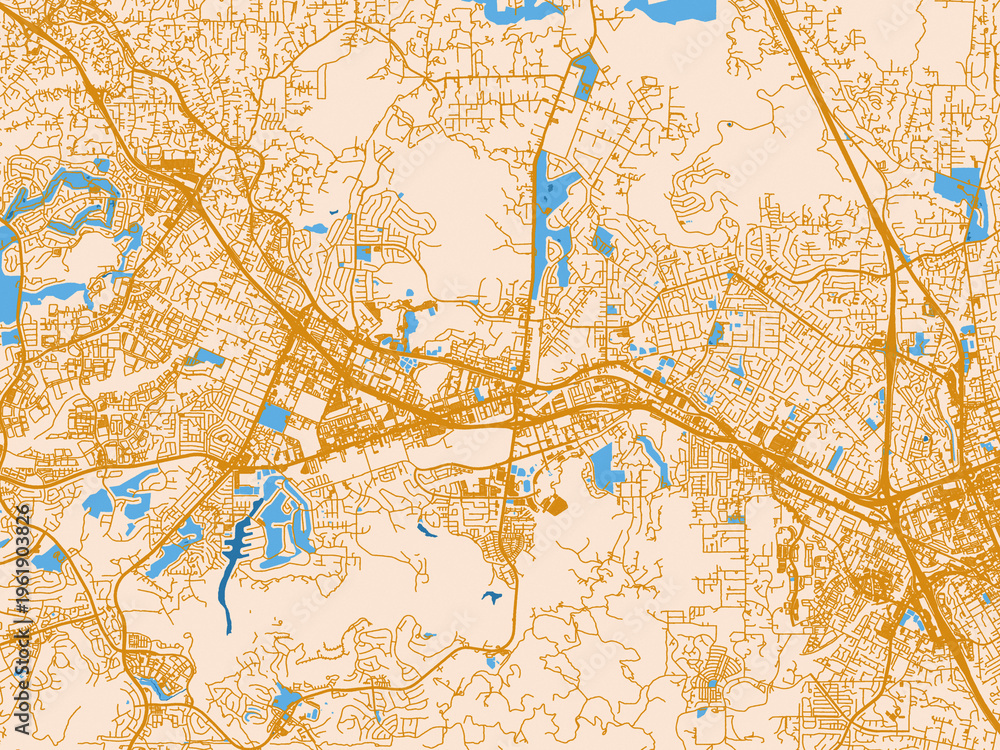 Fototapeta premium City map of San Marcos, California – cream map with golden roads