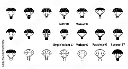 Collection of Parachute Silhouettes: Modern, Variant 97, Simple, Compact