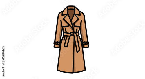Classic brown trench coat featuring a double-breasted design, wide lapels, and a belted waist, embodying timeless elegance.