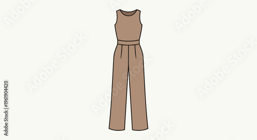 Fashionable brown sleeveless jumpsuit with wide legs and a belted waist, offering a chic and comfortable one-piece outfit solution.