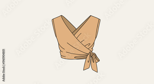 Trendy beige sleeveless wrap crop top with a tied side closure, offering a flattering V-neck and adjustable fit for women's fashion.