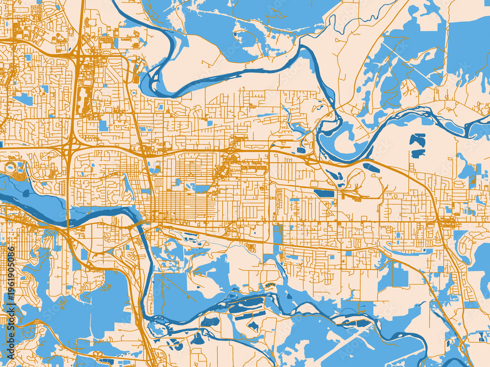 Fototapeta premium Street network map of Springfield, Oregon