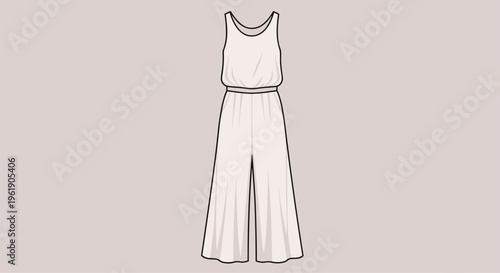 Elegant light pink sleeveless wide-leg jumpsuit with an elasticated waist, offering a comfortable and chic option for casual or semi-formal wear.