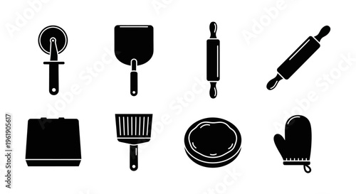 Pizza Making Tools Set: Rolling Pin, Cutter, Peel, Brush, Oven Mitt, Baking Pan