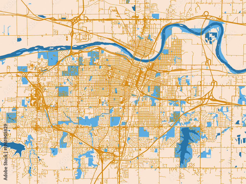 Obraz premium Urban map poster — Topeka, Kansas