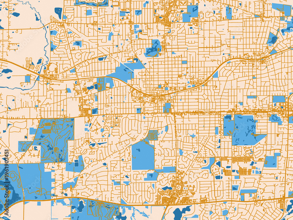 Naklejka premium Road network map of Wheaton, Illinois